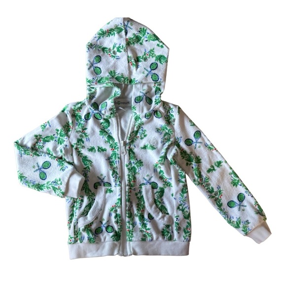 Club & Court Girls 4 Bespoke Court Luxe Terry‎ Cloth Hoodie Floral Folly Print - Picture 2 of 10